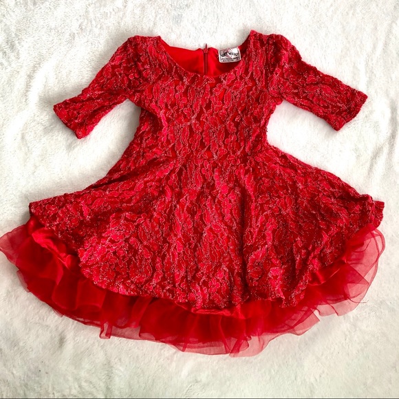SOLD✖️Girls Red & Silver Lace Tutu Dress || Size 5 - Picture 2 of 7